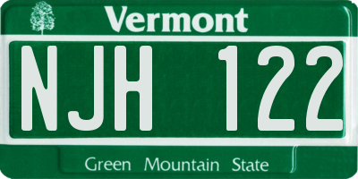 VT license plate NJH122