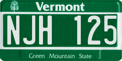 VT license plate NJH125