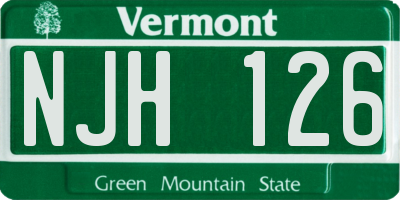 VT license plate NJH126