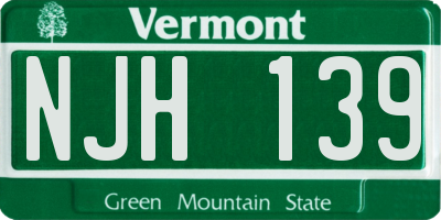VT license plate NJH139