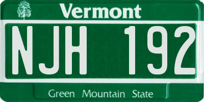 VT license plate NJH192