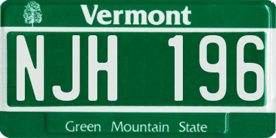 VT license plate NJH196