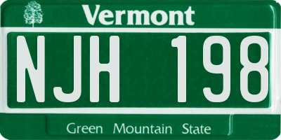 VT license plate NJH198