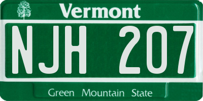 VT license plate NJH207