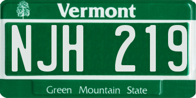 VT license plate NJH219