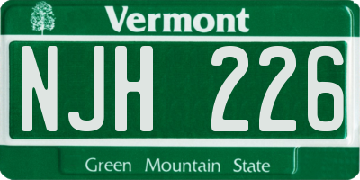 VT license plate NJH226