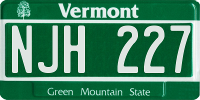 VT license plate NJH227