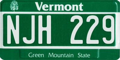 VT license plate NJH229
