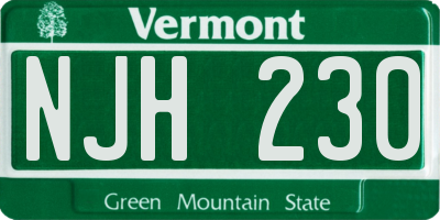 VT license plate NJH230