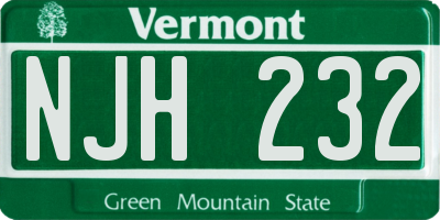 VT license plate NJH232
