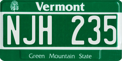 VT license plate NJH235