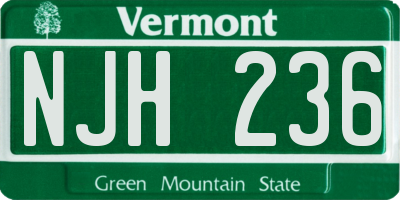 VT license plate NJH236