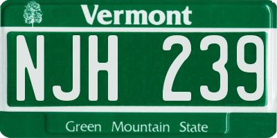 VT license plate NJH239