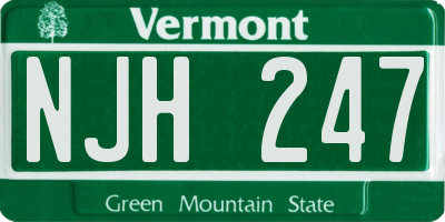 VT license plate NJH247