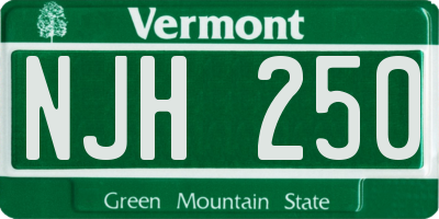 VT license plate NJH250