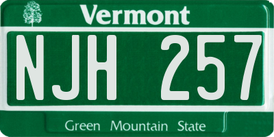 VT license plate NJH257
