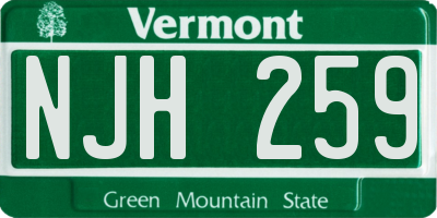 VT license plate NJH259