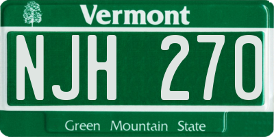 VT license plate NJH270