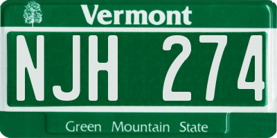 VT license plate NJH274