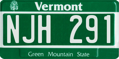 VT license plate NJH291