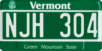 VT license plate NJH304