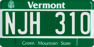 VT license plate NJH310