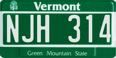 VT license plate NJH314