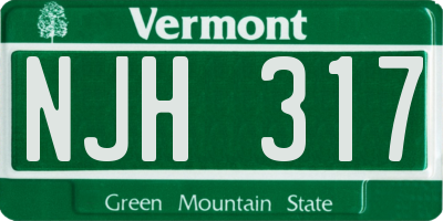 VT license plate NJH317