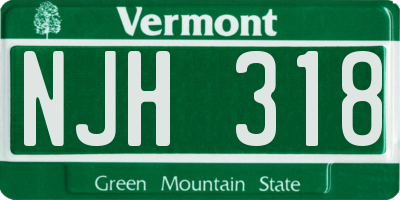 VT license plate NJH318