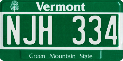 VT license plate NJH334