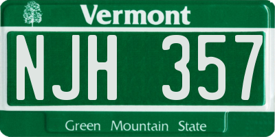 VT license plate NJH357