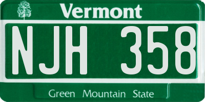 VT license plate NJH358