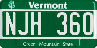 VT license plate NJH360