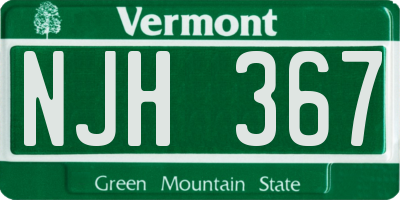 VT license plate NJH367