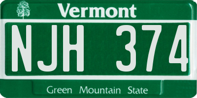 VT license plate NJH374
