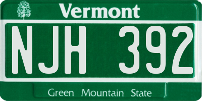 VT license plate NJH392