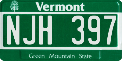 VT license plate NJH397