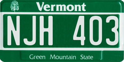 VT license plate NJH403