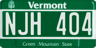 VT license plate NJH404