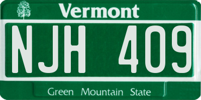 VT license plate NJH409