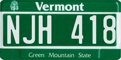 VT license plate NJH418