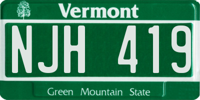 VT license plate NJH419