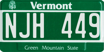 VT license plate NJH449