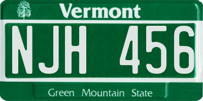 VT license plate NJH456