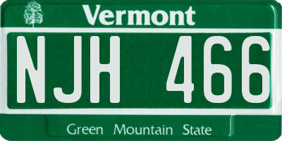 VT license plate NJH466