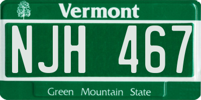 VT license plate NJH467