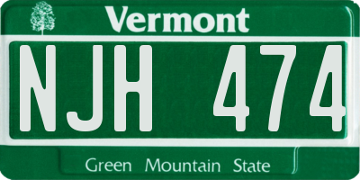 VT license plate NJH474