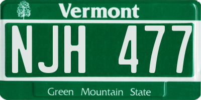 VT license plate NJH477