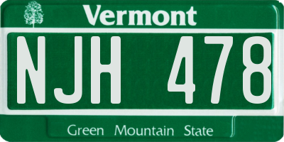 VT license plate NJH478