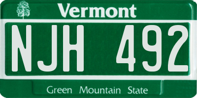 VT license plate NJH492